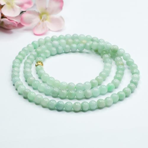 Jadeite Necklace, with Tibetan Style, Round, folk style & for woman, light green, beads length 6mm, Length:Approx 20-31.5 Inch, Sold By PC