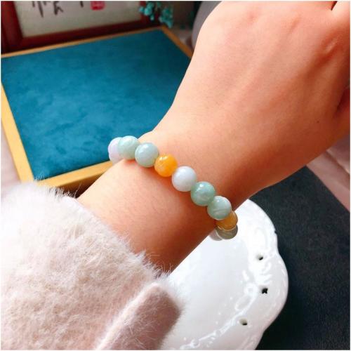 jade bracelet, Lotus, gravé, style folk & unisexe, grade A, beads length 10mm, Longueur:Environ 6-8 pouce, Vendu par PC