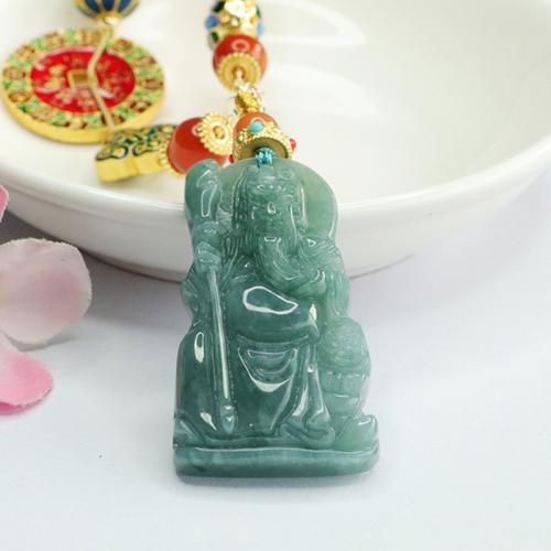 Gemstone Pendants Jewelry, Jadeite, God of Wealth, Carved, folk style & DIY, 41x24mm, Sold By PC