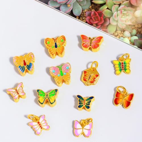 Brass Jewelry Beads, Butterfly, sang gold plated, DIY & different styles for choice & enamel, Sold By PC