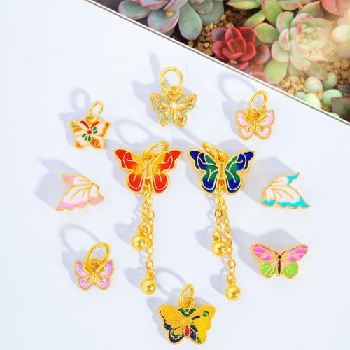 Brass Jewelry Beads, Butterfly, sang gold plated, DIY & different styles for choice & enamel, Sold By PC