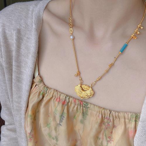 Brass Necklace, with Polyester Cord, Fish, matte gold color plated, different styles for choice & for woman, Sold By PC