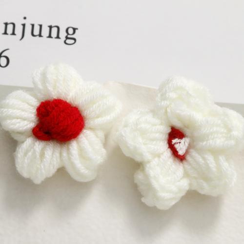 Hair Clip Findings, Cotton Thread, Flower, DIY, more colors for choice, 42x42mm, Sold By PC