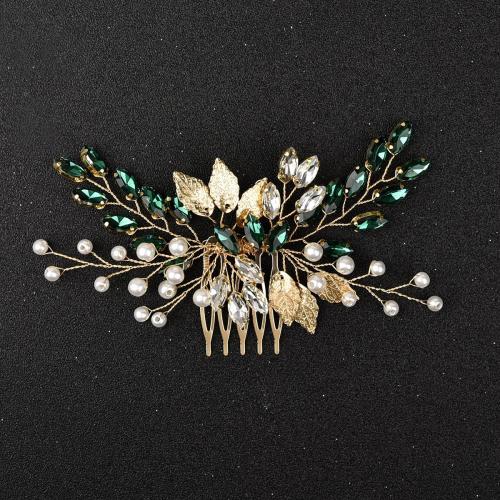 Decorative Hair Combs, Tibetan Style, with Plastic Pearl, fashion jewelry & for woman & with rhinestone, more colors for choice, 120x70mm, Sold By PC