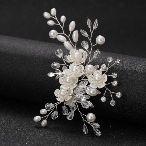 Alligator Hair Clip, Tibetan Style, with Crystal & Plastic Pearl, fashion jewelry & for woman, more colors for choice, 70x130mm, Sold By PC