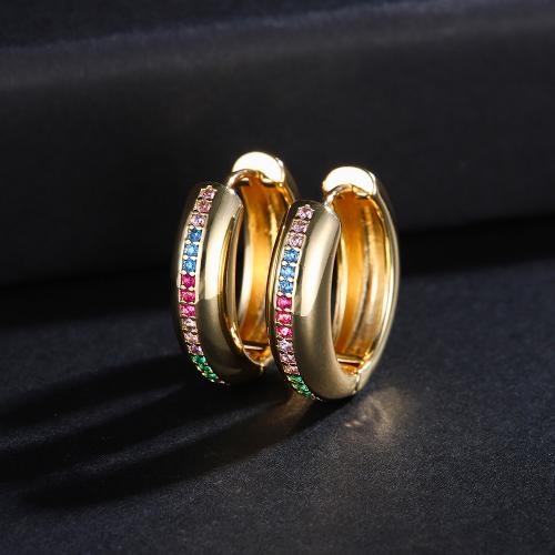 Boucles d'oreilles en laiton zircon cubique pavent, bijoux de mode & pavé de micro zircon & pour femme, plus de couleurs à choisir, 20mm, Vendu par paire