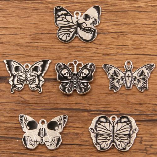 Zinklegierung Tier Anhänger, Schmetterling, antik silberfarben plattiert, DIY & verschiedene Größen vorhanden & Emaille, keine, frei von Nickel, Blei & Kadmium, ca. 100PCs/Tasche, verkauft von Tasche