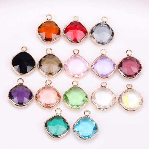 Crystal Pendants, with Brass, gold color plated, DIY, more colors for choice, 14x17mm, Sold By PC