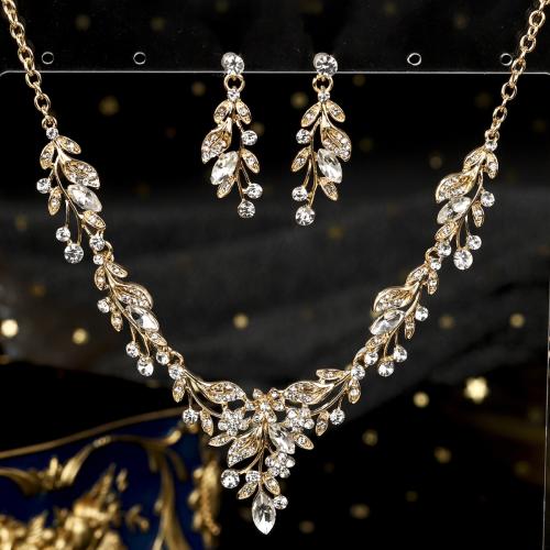 Tibetan Style Jewelry Sets, Stud Earring & necklace, plated, different size for choice & for woman & with rhinestone, more colors for choice, nickel, lead & cadmium free, Sold By Set