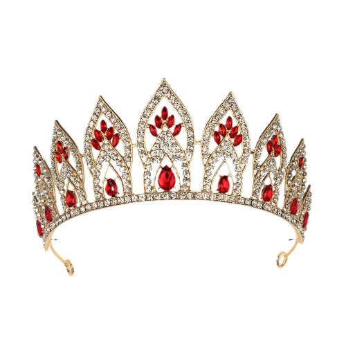 Tiaras, aleación de zinc, chapado en color dorado, para mujer & con diamantes de imitación, más colores para la opción, libre de níquel, plomo & cadmio, 140x70mm, Vendido por UD