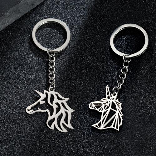 Stainless Steel Key Clasp, 304 Stainless Steel, Unicorn, silver color plated, fashion jewelry & different styles for choice, more colors for choice, Sold By PC