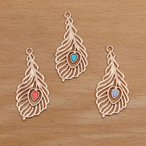 Tibetan Style Feather Pendants, plated, DIY & different styles for choice & enamel, more colors for choice, 17x40mm, Sold By PC