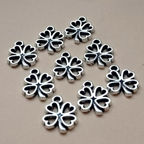 En alliage de zinc Trèfle Pendentif, Trèfle à quatre feuilles, Plaqué de couleur d'argent, DIY, 16x13mm, 50PC/sac, Vendu par sac