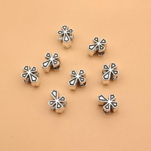 Tibetan Style Jewelry Beads, Cross, antique silver color plated, DIY, 12x10x8mm, 100PCs/Bag, Sold By Bag