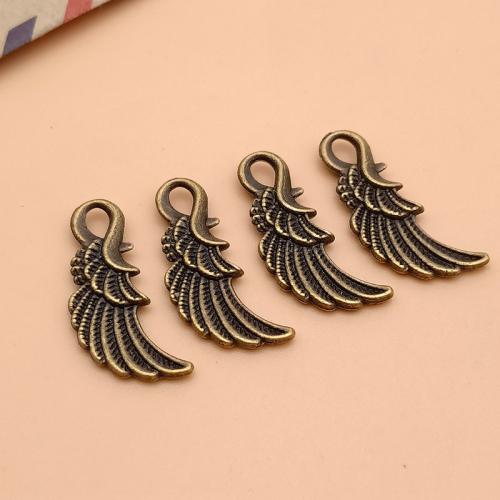 Wing Shaped Tibetan Style Pendants, antique bronze color plated, DIY, 25x10x3mm, 100PCs/Bag, Sold By Bag