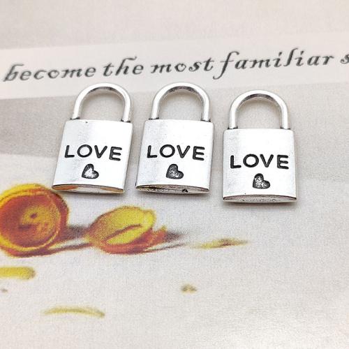 Tibetan Style Lock Pendants, Key, plated, DIY, more colors for choice, 20x11mm, 100PCs/Bag, Sold By Bag