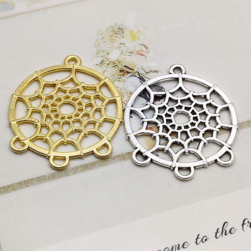 Tibetan Style Connector, Round, plated, DIY & 1/3 loop, more colors for choice, 34x28mm, 100PCs/Bag, Sold By Bag