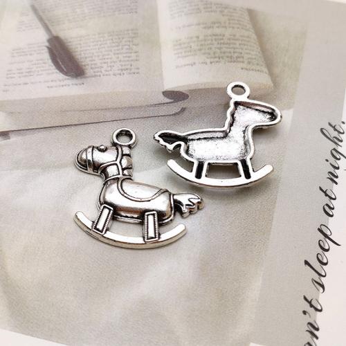 Tibetan Style Pendants, rocking horse, plated, DIY, more colors for choice, 23x23x3mm, 100PCs/Bag, Sold By Bag