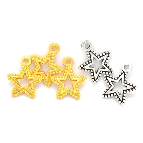 Tibetan Style Star Pendant, plated, DIY, more colors for choice, 17x15mm, 100PCs/Bag, Sold By Bag