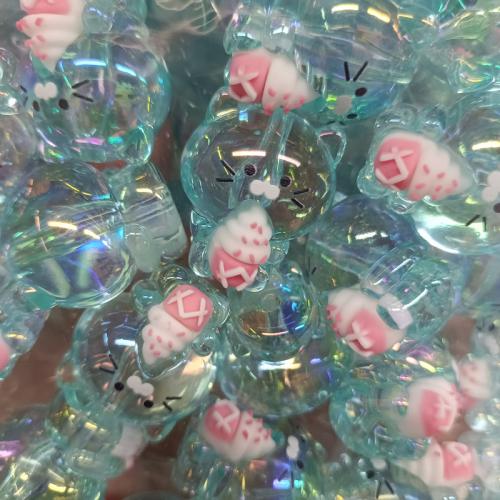 Transparent Acrylic Beads, Cat, DIY, more colors for choice, 24x28mm, 50PCs/Bag, Sold By Bag