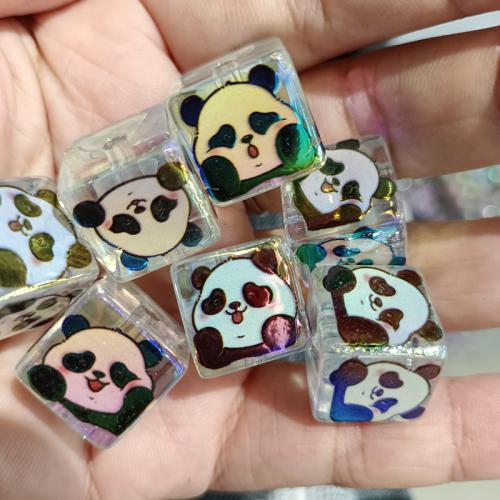 Plated Acrylic Beads,  Square, DIY, mixed colors, 16mm, 200PCs/Bag, Sold By Bag