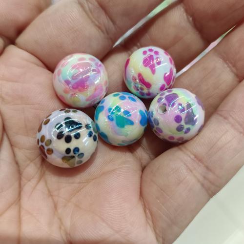 Plated Acrylic Beads, Round, DIY, more colors for choice, 16mm, 200PCs/Bag, Sold By Bag