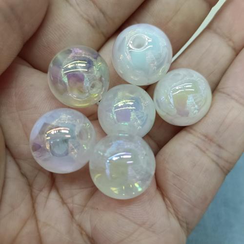 Plated Acrylic Beads, Round, DIY, more colors for choice, 16mm, 200PCs/Bag, Sold By Bag