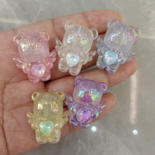 Plated Acrylic Beads, Bear, DIY, more colors for choice, 26x31mm, 100PCs/Bag, Sold By Bag