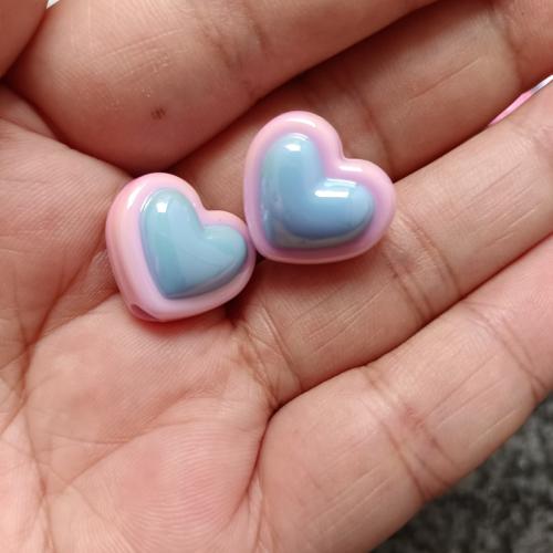 Plated Acrylic Beads, Heart, DIY, more colors for choice, 15x18mm, 200PCs/Bag, Sold By Bag