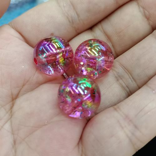 Plated Acrylic Beads, Round, DIY, more colors for choice, 16mm, 200PCs/Bag, Sold By Bag