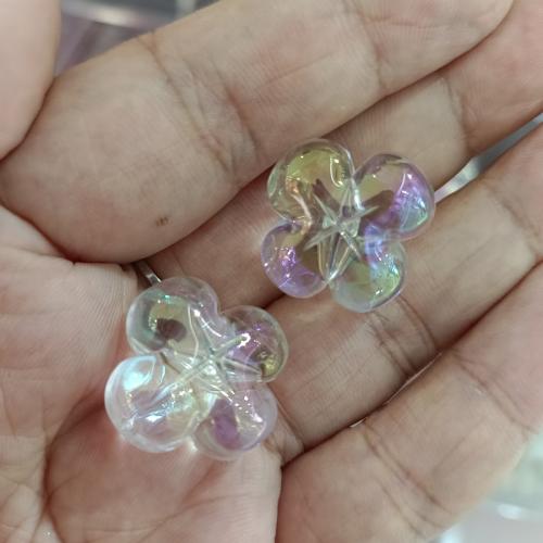 Plated Acrylic Beads, Flower, DIY, more colors for choice, 19x20mm, 200PCs/Bag, Sold By Bag