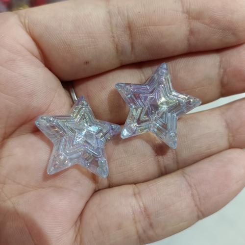 Plated Acrylic Beads, Star, DIY, more colors for choice, 23x25mm, 200PCs/Bag, Sold By Bag