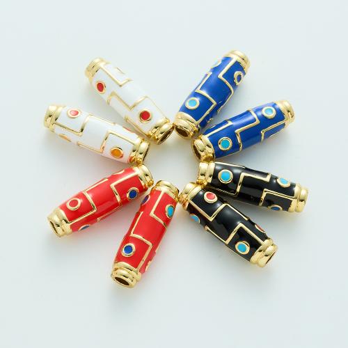 Brass Jewelry Beads, plated, DIY & enamel, more colors for choice, 28x9mm, Hole:Approx 3.5mm, 2PCs/Bag, Sold By Bag