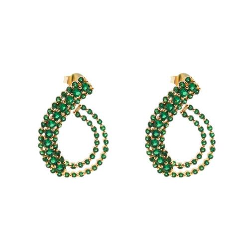 Cubic Zirconia Micro Pave Brass Earring, plated, micro pave cubic zirconia & for woman & hollow, more colors for choice, Sold By Pair