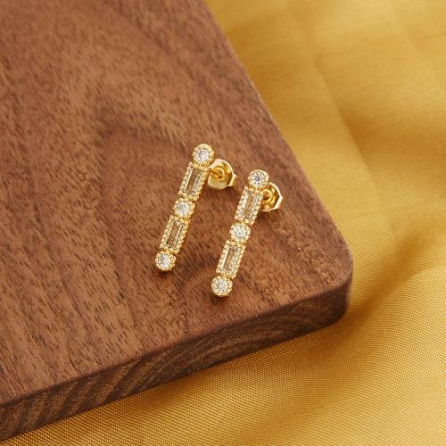 Cubic Zirconia Micro Pave Brass Earring, gold color plated, fashion jewelry & micro pave cubic zirconia & for woman, more colors for choice, Sold By Pair