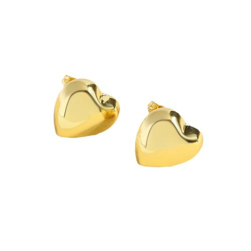 Brass Stud Earring, Heart, gold color plated, fashion jewelry & for woman, more colors for choice, Sold By Pair