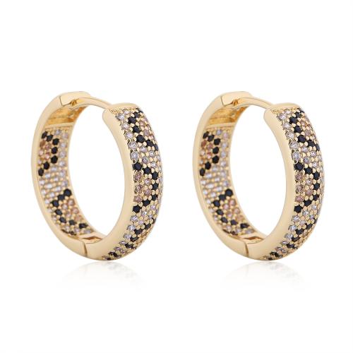 Cubic Zirconia Micro Pave Brass Earring, gold color plated, fashion jewelry & micro pave cubic zirconia & for woman, Sold By Pair