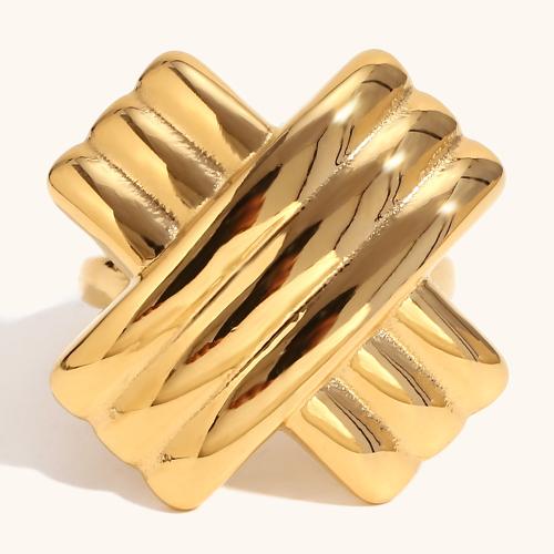 Stainless Steel Finger Ring, 304 Stainless Steel, 18K gold plated, fashion jewelry & for woman, Sold By PC