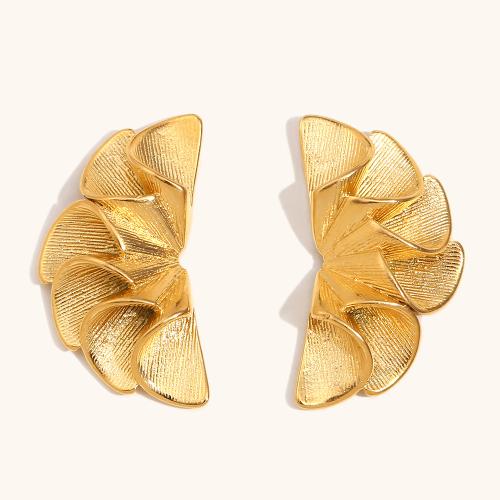 Stainless Steel Stud Earrings, 304 Stainless Steel, petals, plated, fashion jewelry & for woman, more colors for choice, Sold By Pair