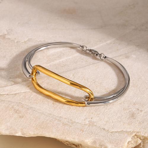 Stainless Steel Bangle, 304 Stainless Steel, plated, for woman & two tone & hollow, Sold By PC