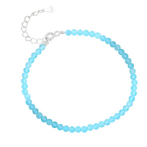 925 Sterling Silver Bangle Bracelet, with 3CM extender chain, for woman, blue, Length:Approx 16 cm, Sold By PC