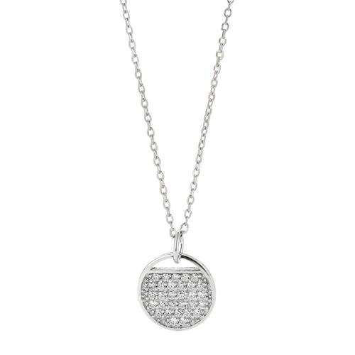 Cubic Zircon Micro Pave 925 Sterling Silver Necklace, with 5CM extender chain, micro pave cubic zirconia & for woman, silver color, Length:Approx 40 cm, Sold By PC