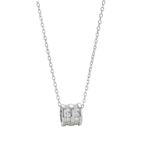 Cubic Zircon Micro Pave 925 Sterling Silver Necklace, with 5CM extender chain, micro pave cubic zirconia & for woman, silver color, Length:Approx 40 cm, Sold By PC