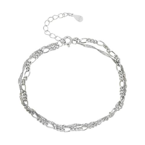 Bracelets en argent sterling, argent sterling 925, avec 3CM chaînes de rallonge, pour femme, argent, Longueur:Environ 16 cm, Vendu par PC