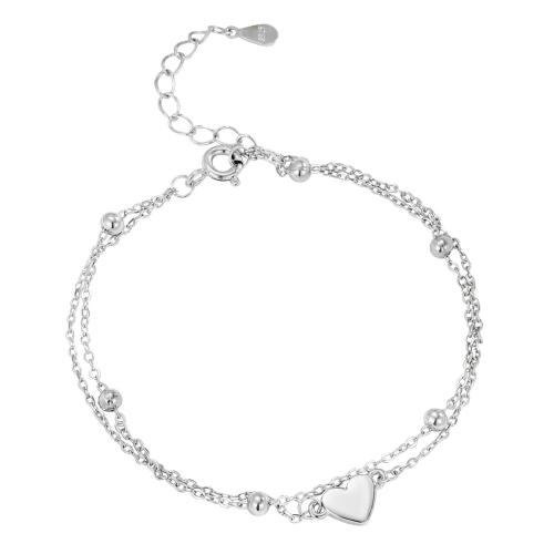 Pulseras de Plata Estelina, plata de ley 925, con 3CM extender cadena, Corazón, para mujer, plateado, longitud:aproximado 16 cm, Vendido por UD