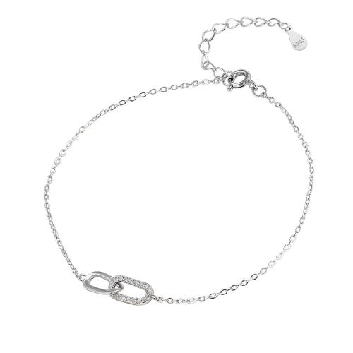 Sterling Silber Armbänder, 925 Sterling Silber, mit Verlängerungskettchen von 3CM, Micro pave Zirkonia & für Frau, keine, Länge:ca. 16 cm, verkauft von PC