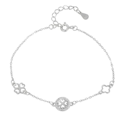 Bracelets en argent sterling, argent sterling 925, avec 3CM chaînes de rallonge, pavé de micro zircon & pour femme, argent, Longueur:Environ 16 cm, Vendu par PC