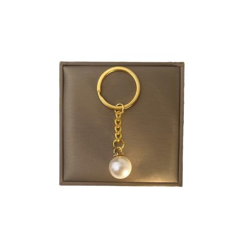 Tibetan Style Key Clasp, with Plastic Pearl, plated, portable & multifunctional, more colors for choice, Sold By PC