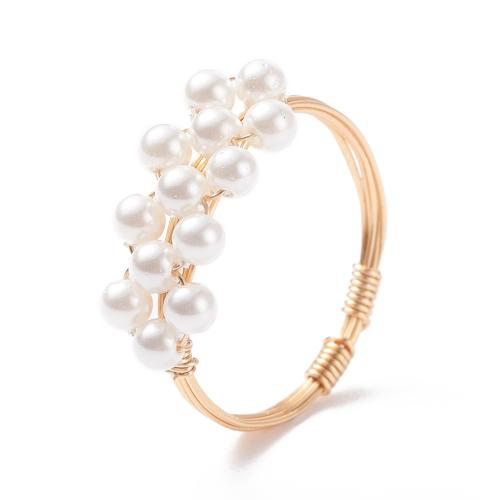 Brass Finger Ring, with Plastic Pearl, different styles for choice & for woman, golden, Sold By PC