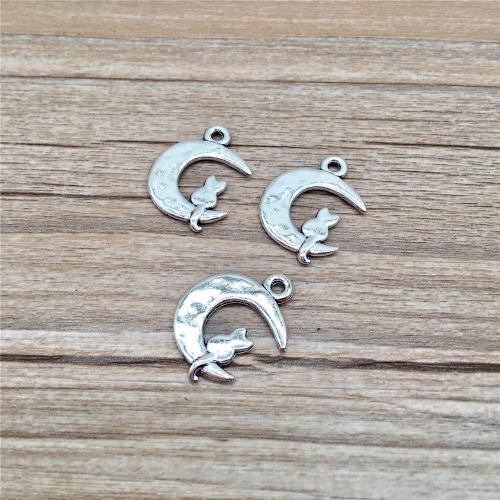 Tibetan Style Moon Pendants, antique silver color plated, DIY, 19x24mm, 100PCs/Bag, Sold By Bag